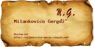 Milankovics Gergő névjegykártya